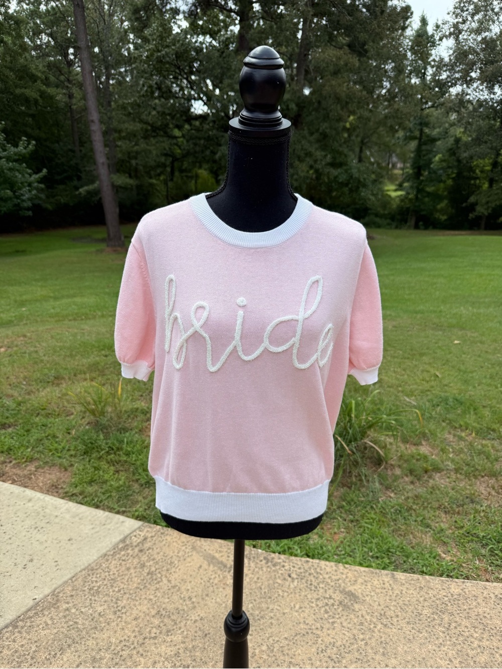 Queen of Sparkles Pink 'bride' Short Sleeve Knit Sweater